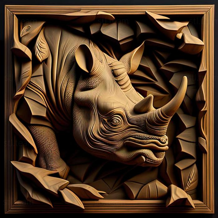 3D model rhinocerose ooks out of fram (STL)